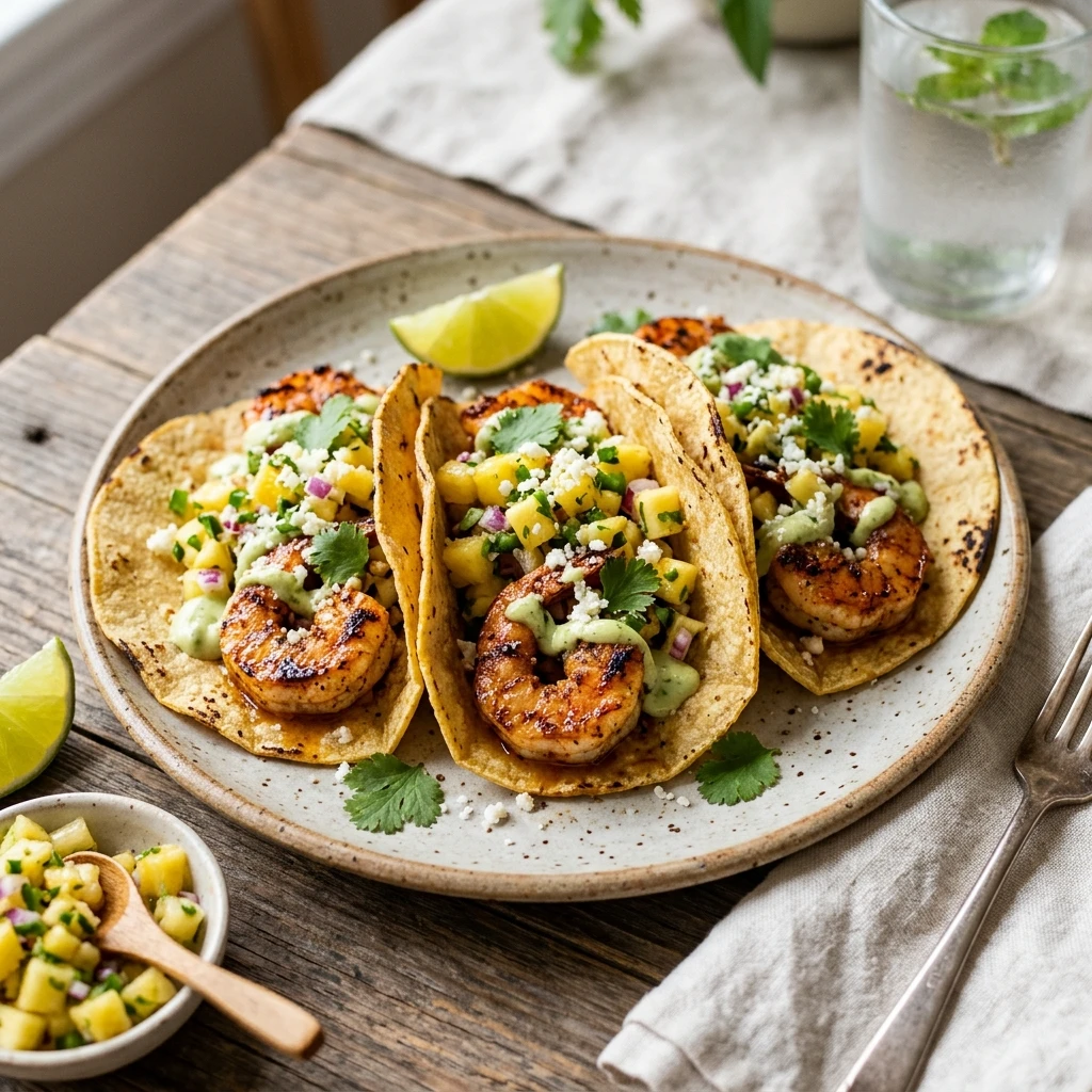 Grilled Shrimp Tacos With Pineapple Salsa Easy 20 Minute Seafood Ultimate