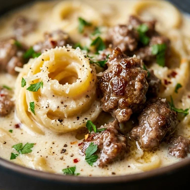 Ground Beef Alfredo One Pot Pasta