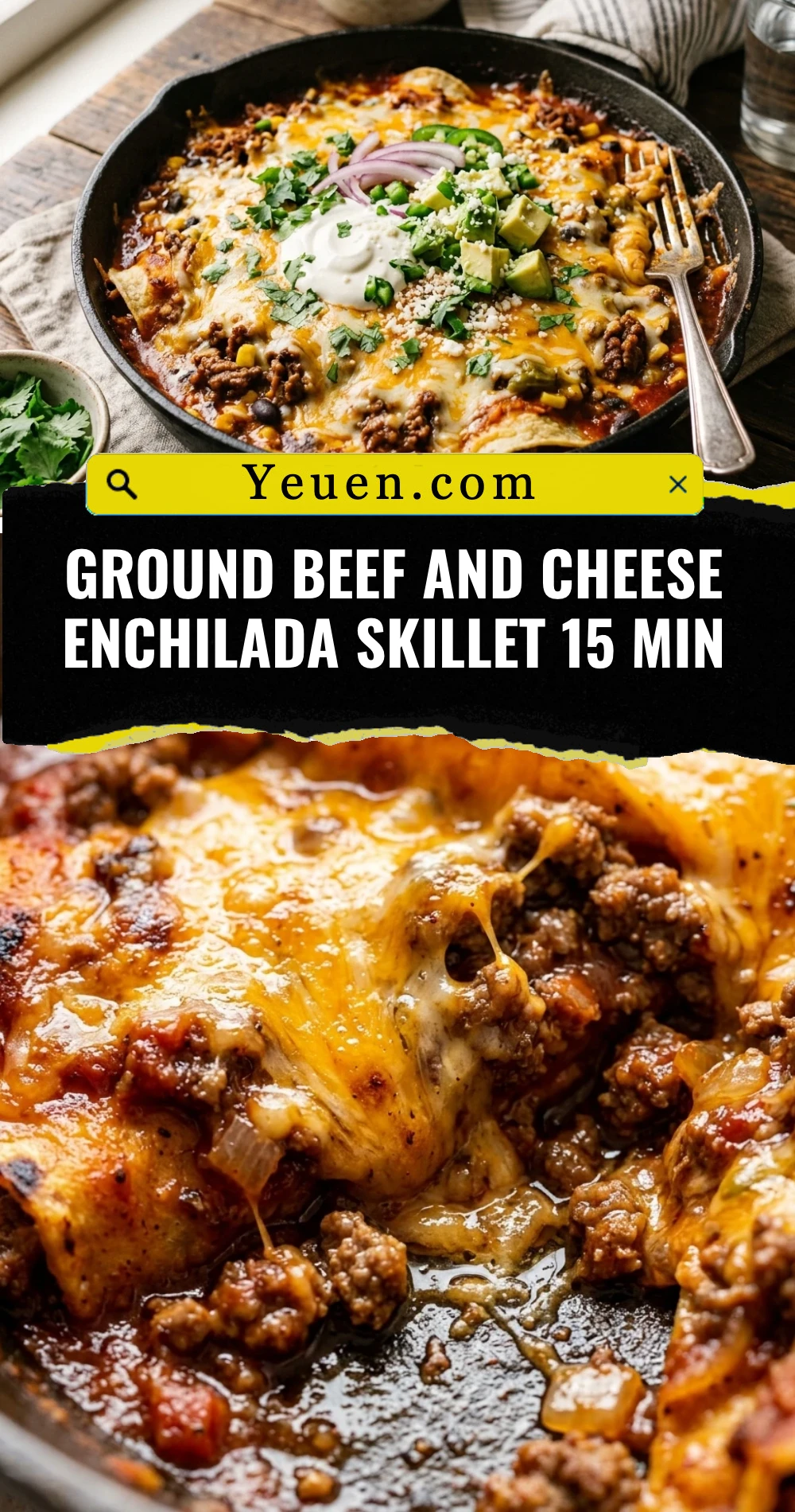 Ground Beef And Cheese Enchilada Skillet 15 Min