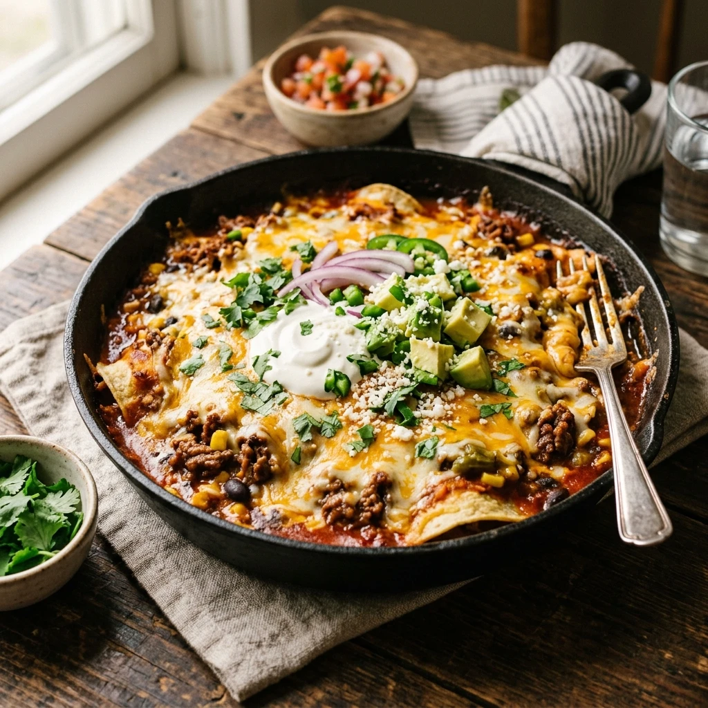 Ground Beef And Cheese Enchilada Skillet 15 Min