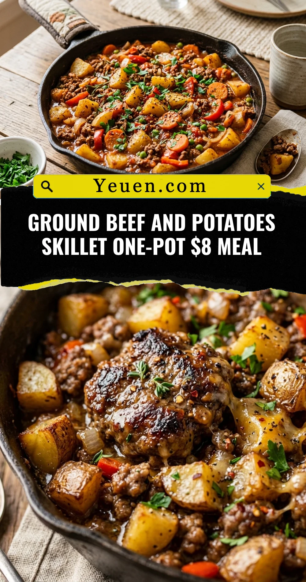 Ground Beef And Potatoes Skillet One-Pot $8 Meal