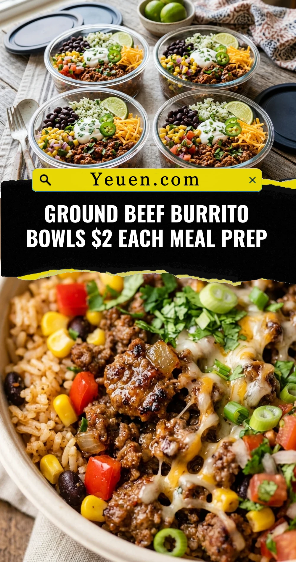 Ground Beef Burrito Bowls $2 Each Meal Prep