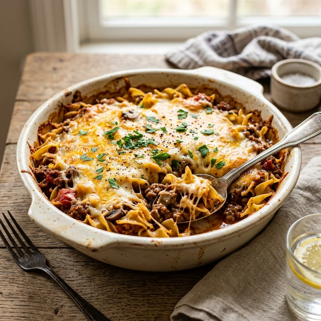 Ground Beef Casserole With Noodles Cheesy