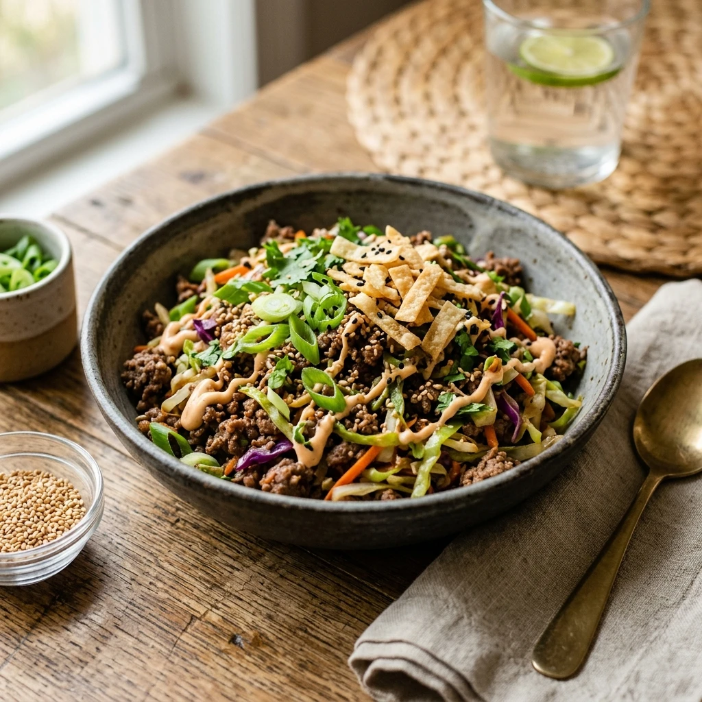 Ground Beef Egg Roll In A Bowl 20 Min Low Carb