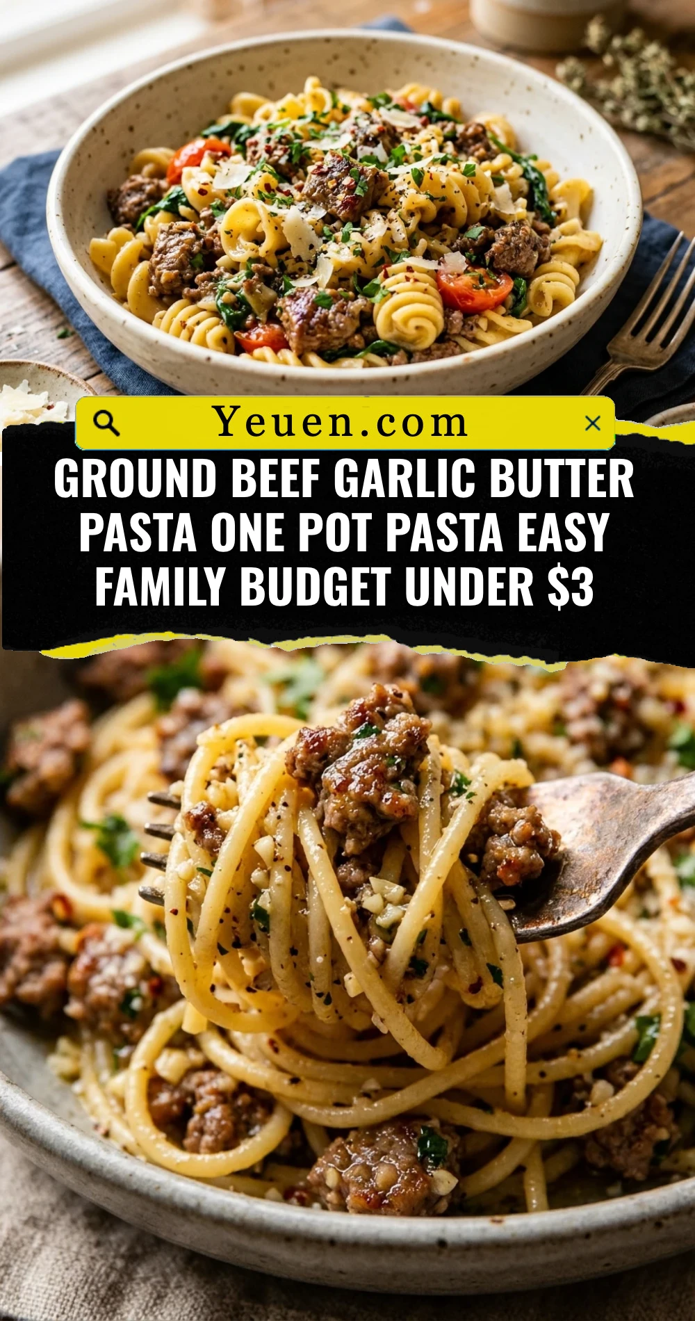 Ground Beef Garlic Butter Pasta One Pot Pasta Easy Family Budget Under $3
