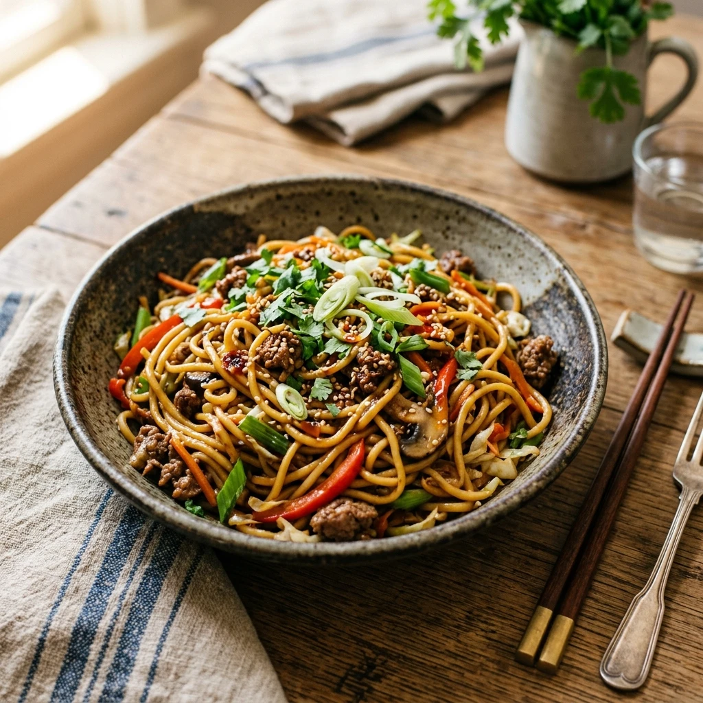 Ground Beef Lo Mein One Pot Pasta