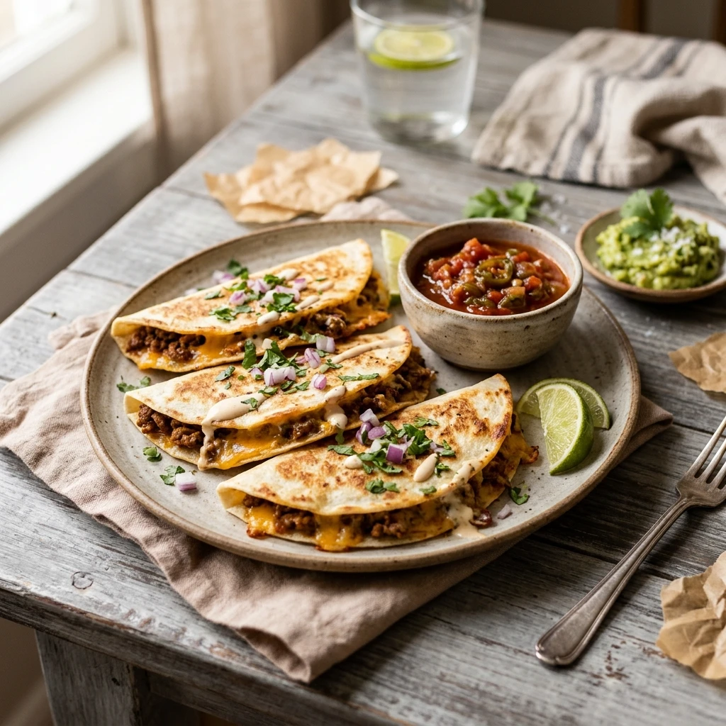 Ground Beef Quesadillas Taco Tuesday Easy Burritos Family Budget