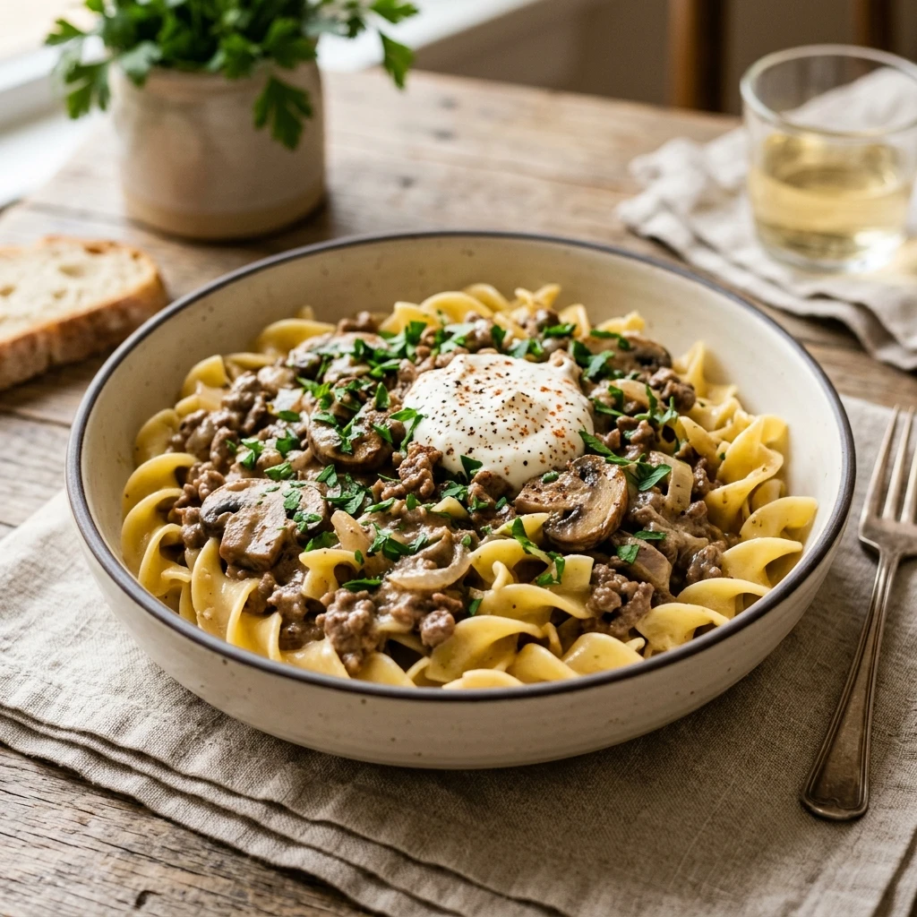 Ground Beef Stroganoff Creamy 20 Minute Budget