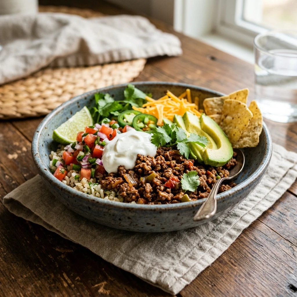Ground Beef Taco Bowls Easy 20 Minute Weeknight Healthy Ultimate Recipe