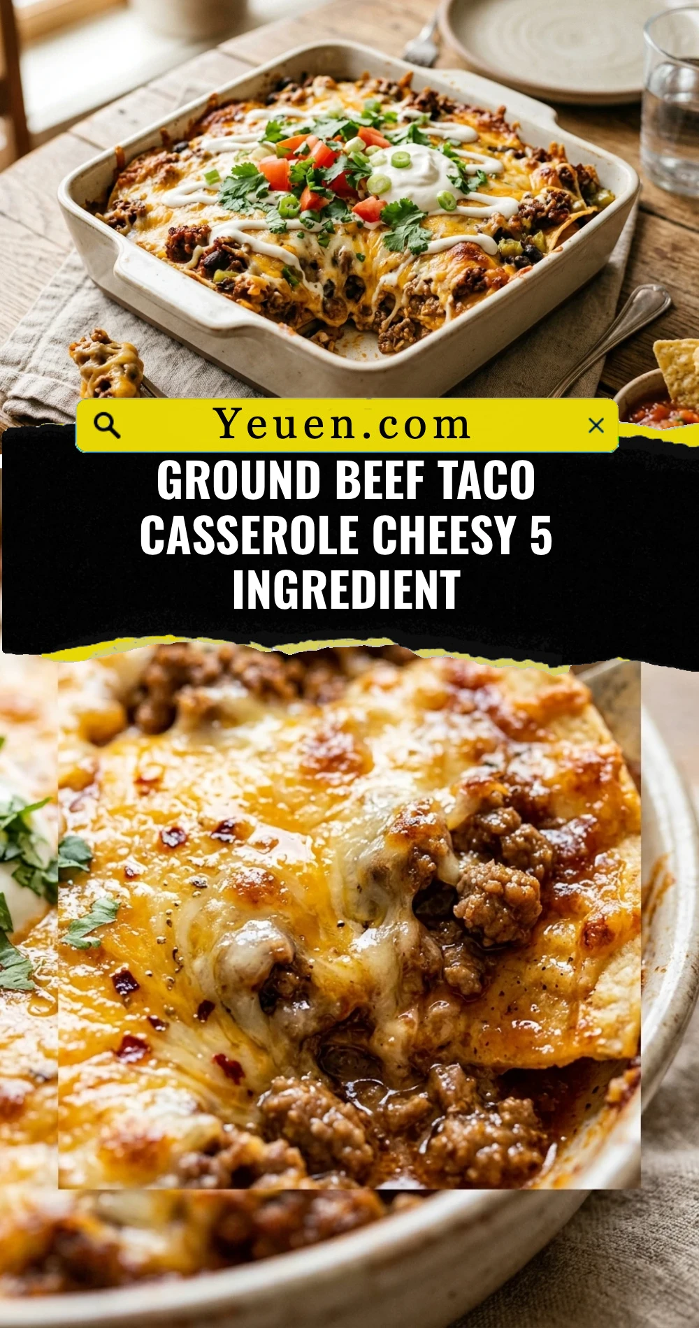 Ground Beef Taco Casserole Cheesy 5 Ingredient
