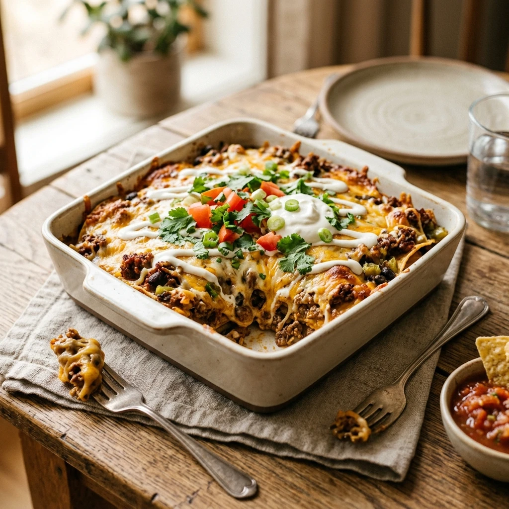 Ground Beef Taco Casserole Cheesy 5 Ingredient