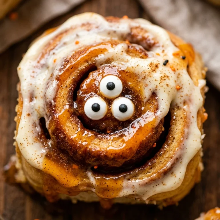 Halloween Cinnamon Rolls With Candy Eyes