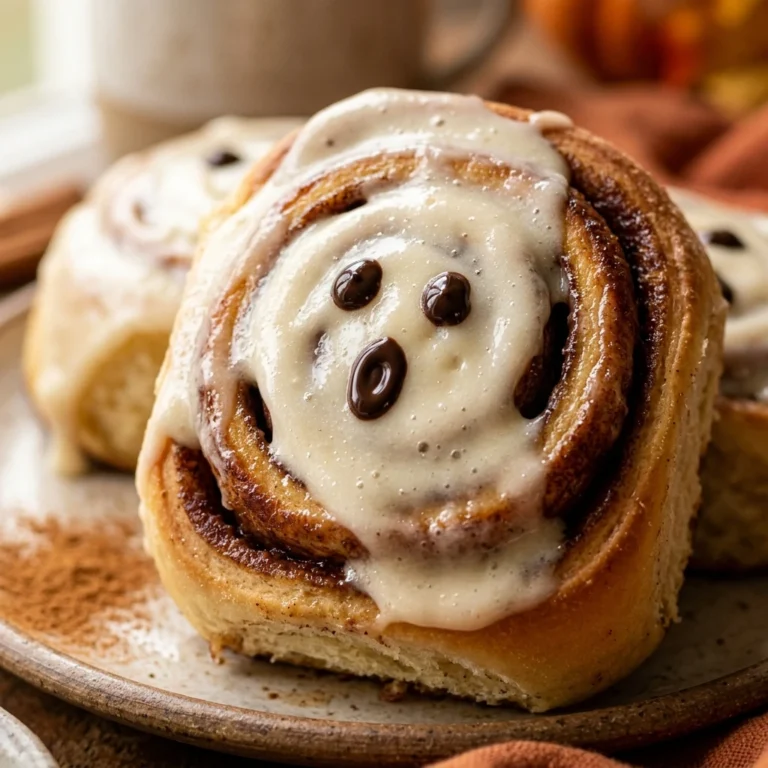Halloween Ghost Cinnamon Rolls With Cream Cheese Frosting