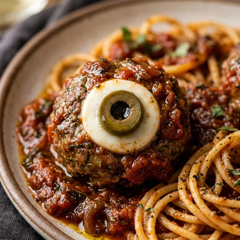 Halloween Pasta With Eyeball Meatballs
