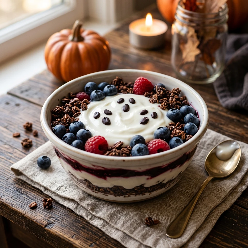 Halloween Yogurt Parfait Ghost Faces