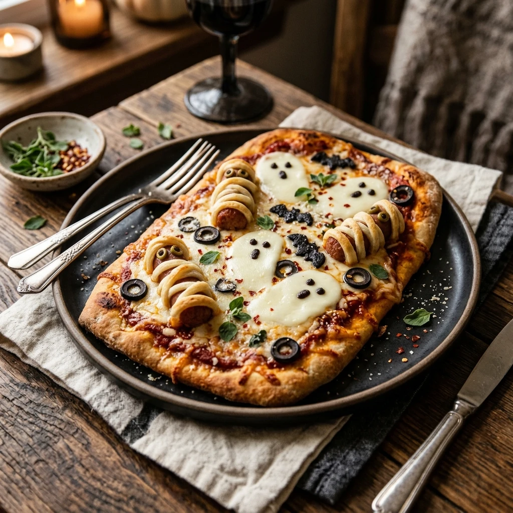 Haunted Flatbread Pizza - 10 Min Air Fryer
