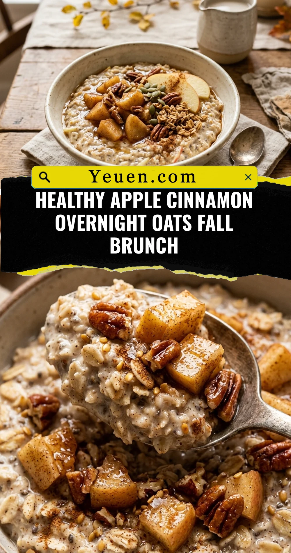 Healthy Apple Cinnamon Overnight Oats Fall Brunch