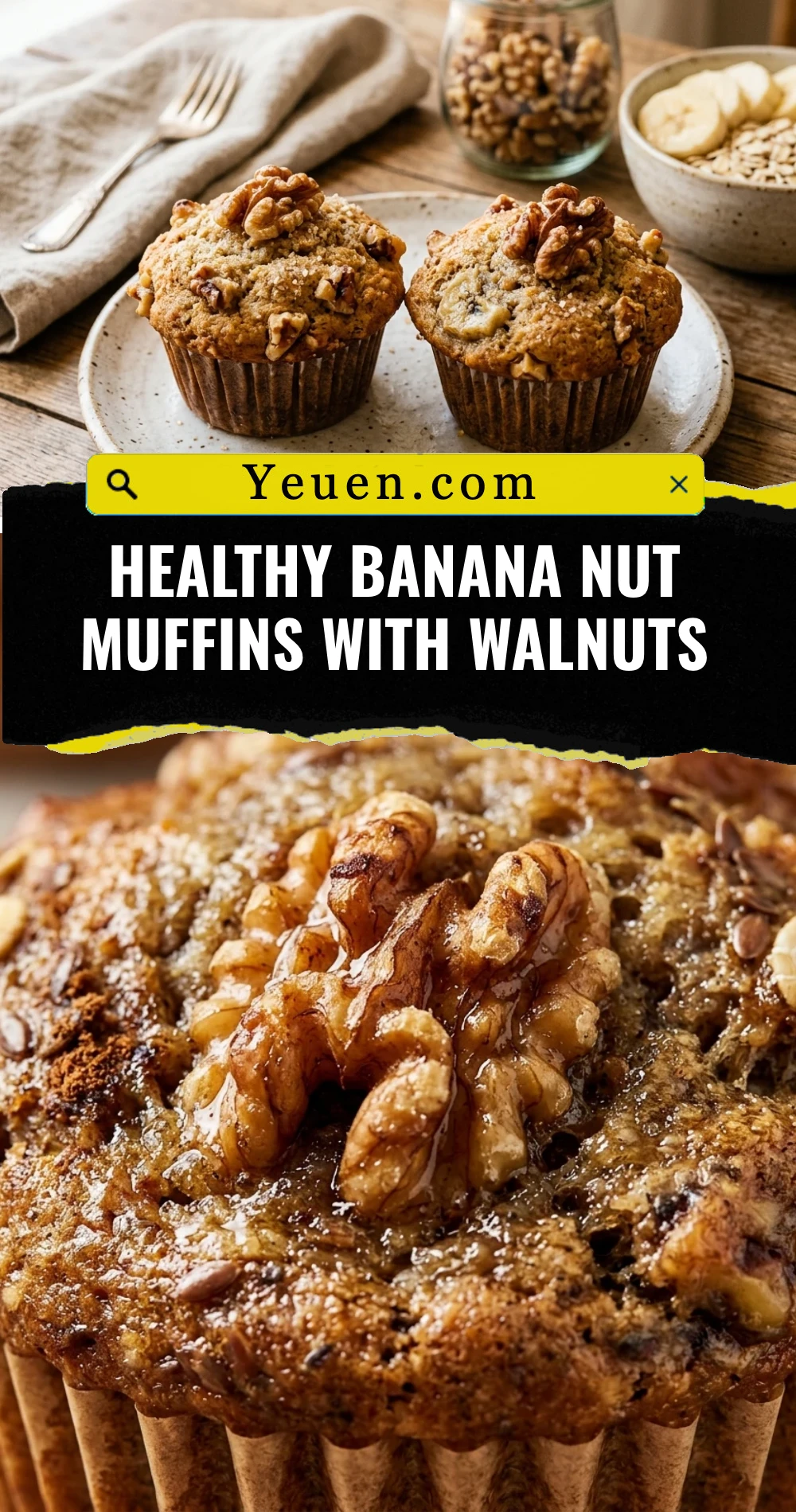 Healthy Banana Nut Muffins With Walnuts