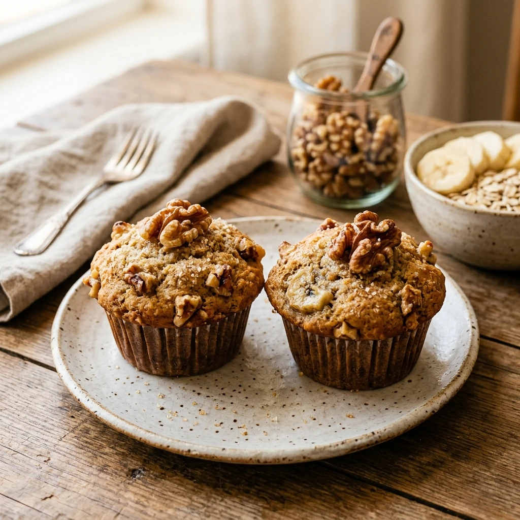 Healthy Banana Nut Muffins With Walnuts