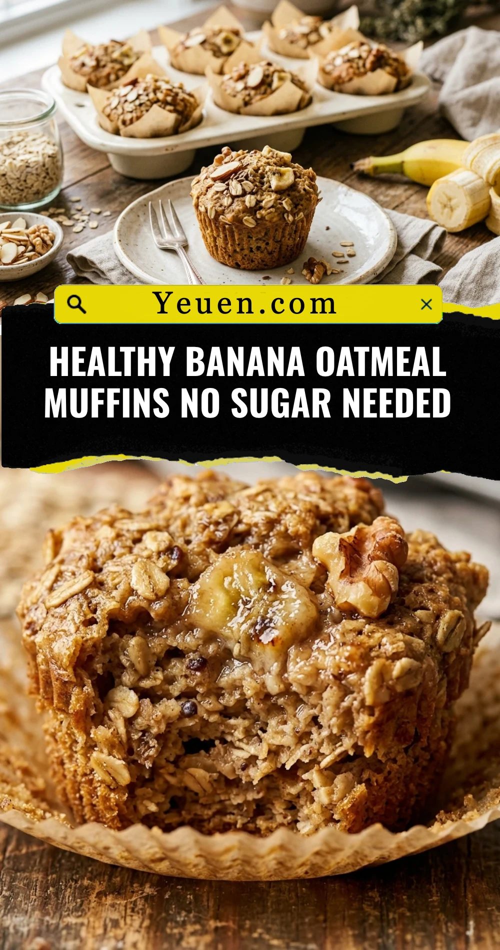 Healthy Banana Oatmeal Muffins No Sugar Needed