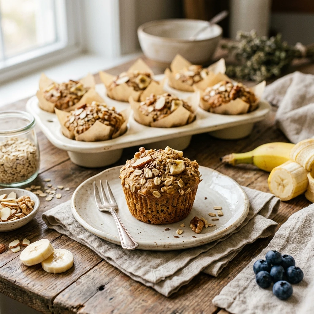 Healthy Banana Oatmeal Muffins No Sugar Needed