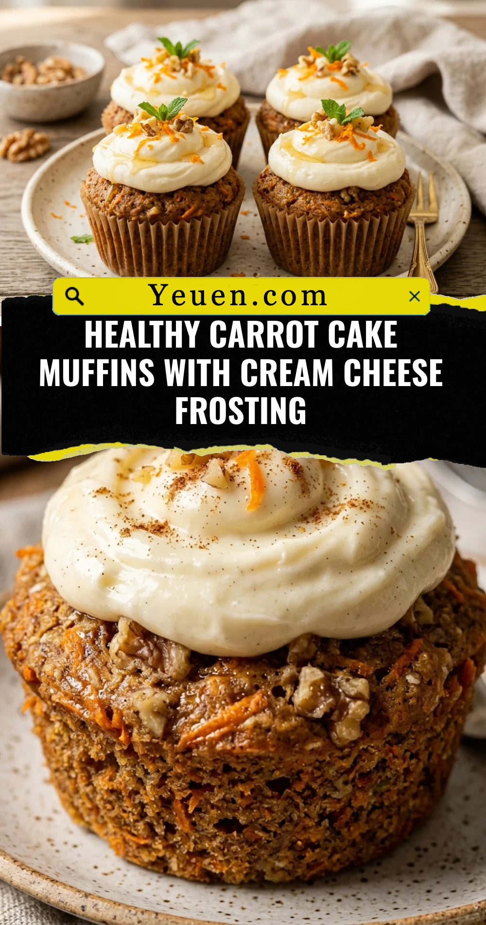 Healthy Carrot Cake Muffins With Cream Cheese Frosting