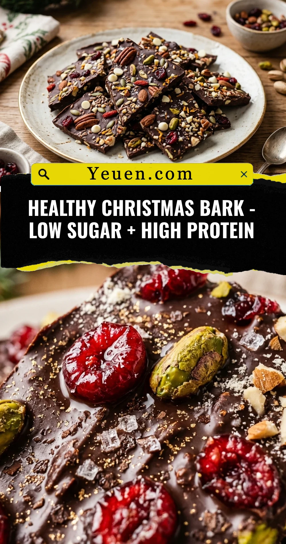 Healthy Christmas Bark - Low Sugar + High Protein