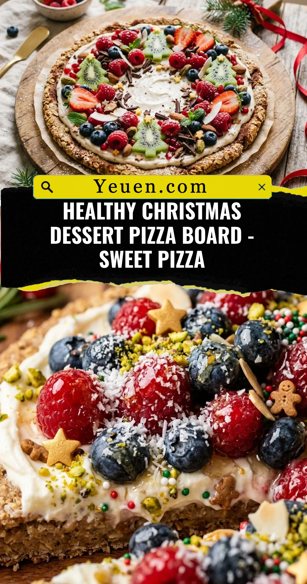 Healthy Christmas Dessert Pizza Board - Sweet Pizza