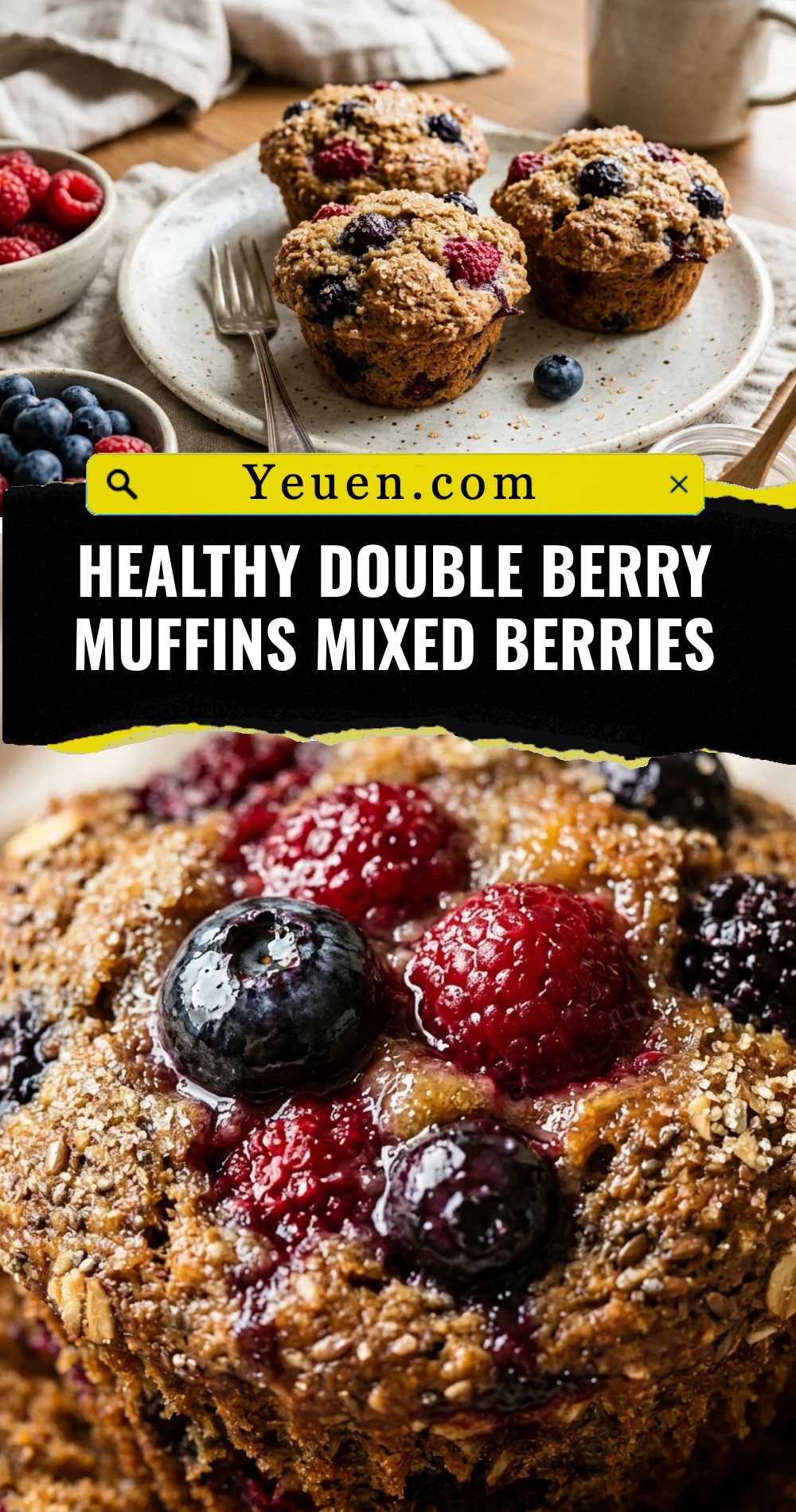 Healthy Double Berry Muffins Mixed Berries