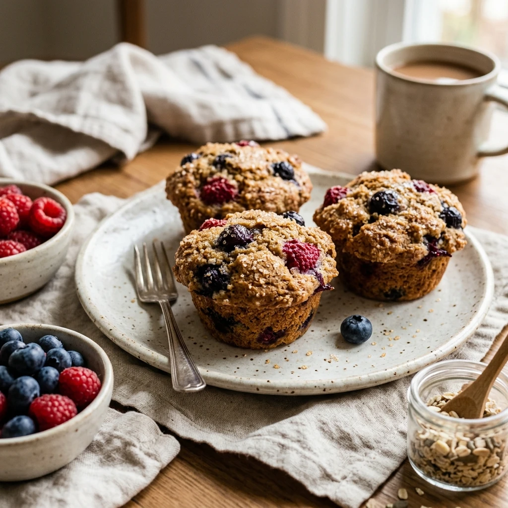Healthy Double Berry Muffins Mixed Berries