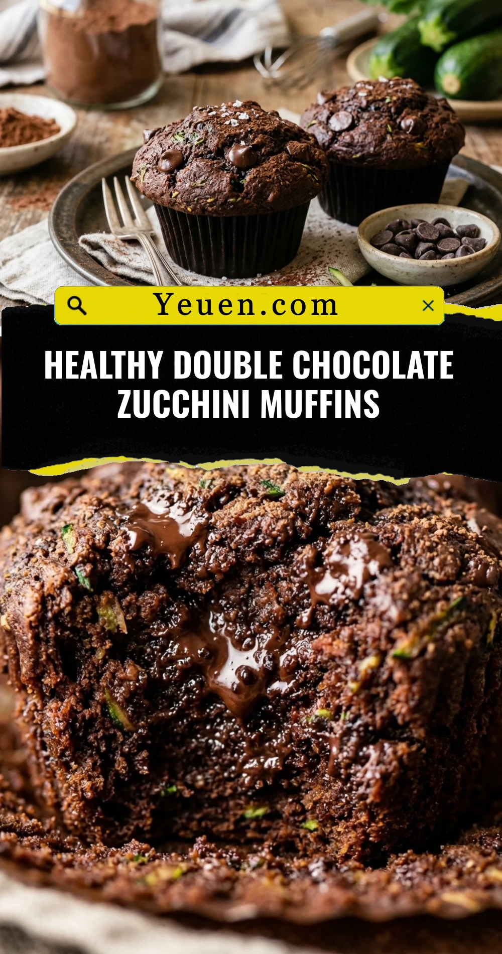 Healthy Double Chocolate Zucchini Muffins