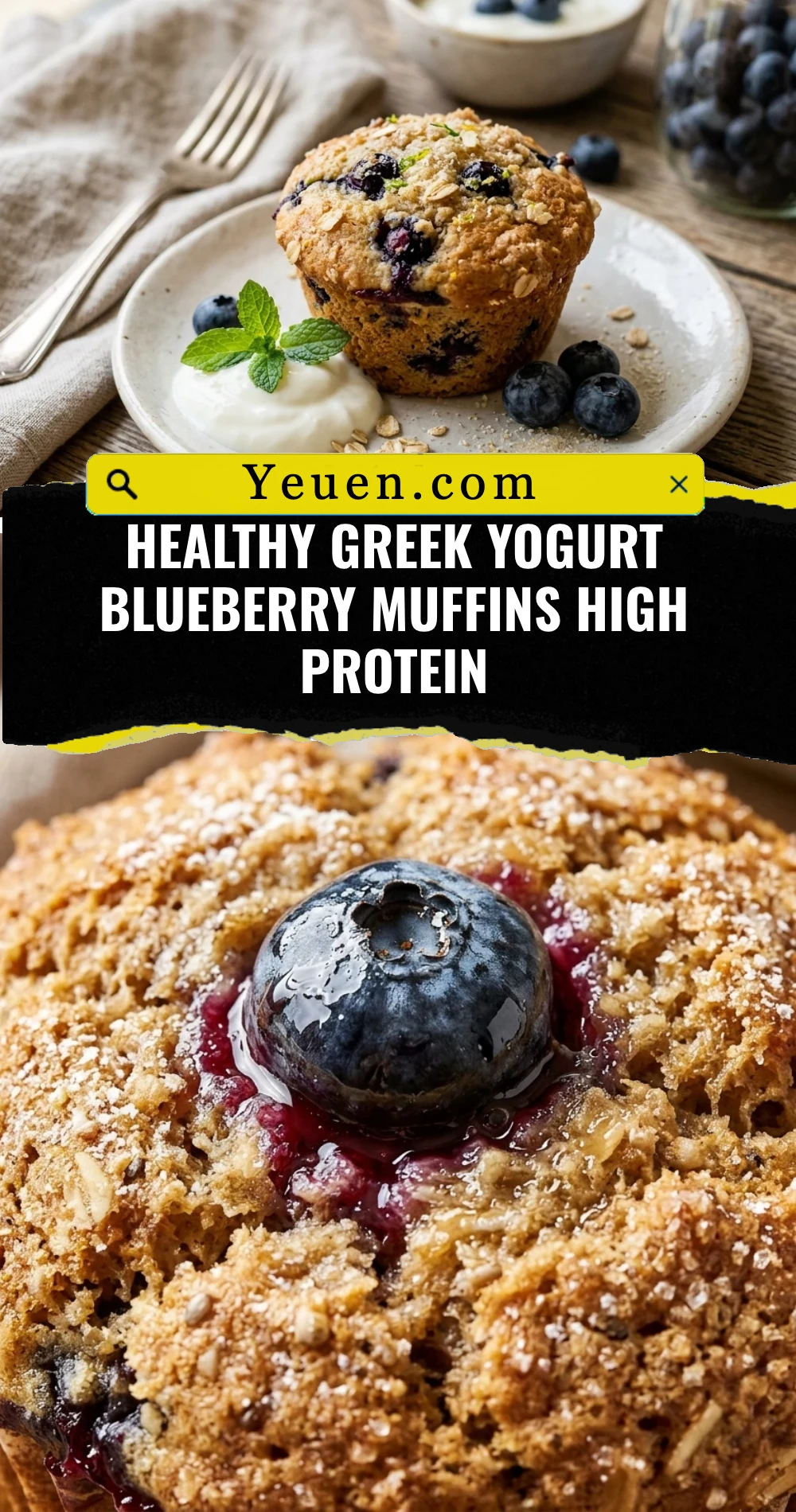Healthy Greek Yogurt Blueberry Muffins High Protein