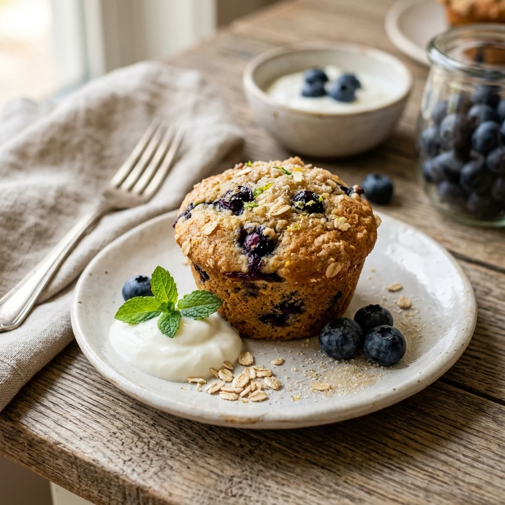 Healthy Greek Yogurt Blueberry Muffins High Protein