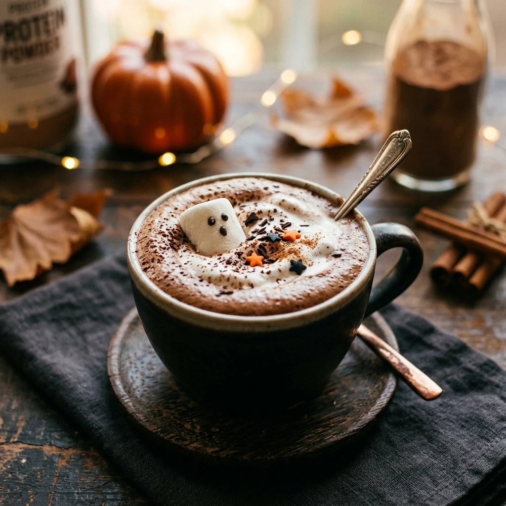 Healthy Halloween Hot Chocolate With Protein Powder Low Sugar