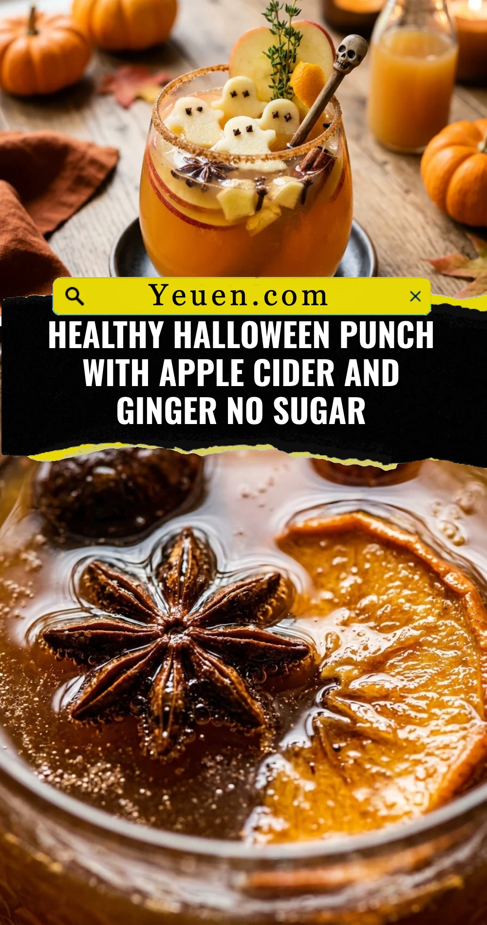 Healthy Halloween Punch With Apple Cider And Ginger No Sugar