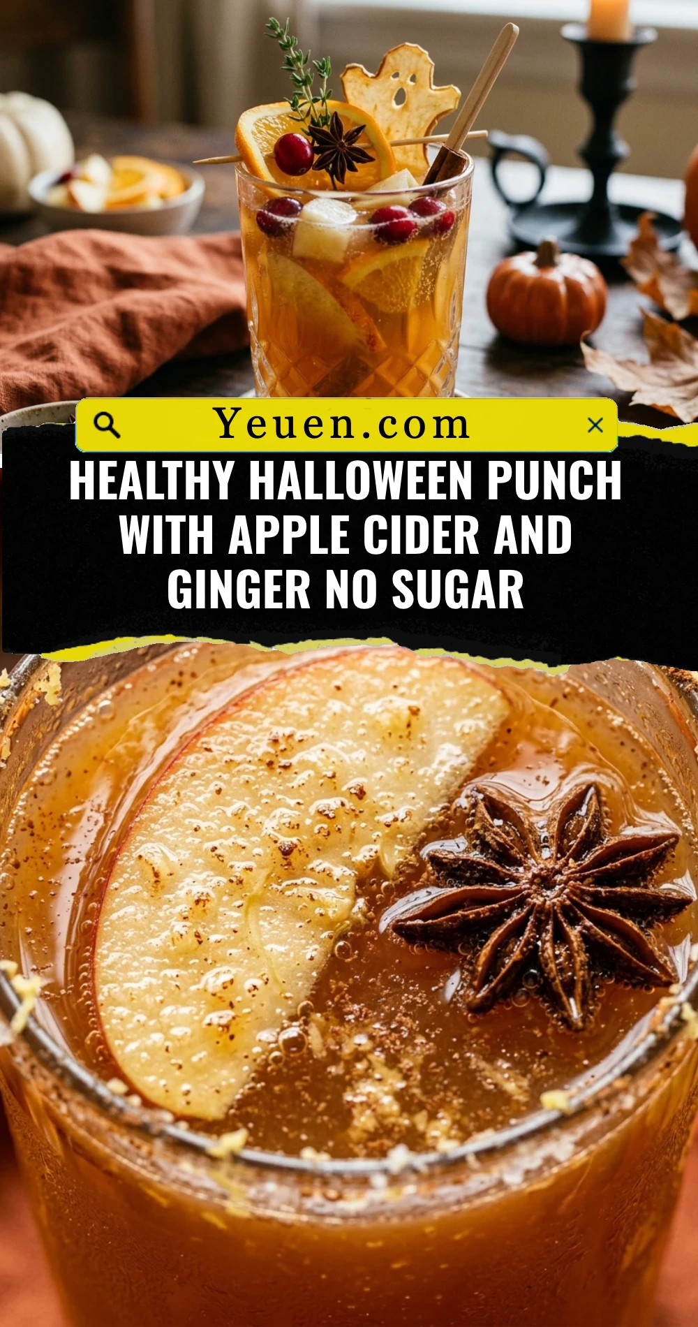 Healthy Halloween Punch With Apple Cider And Ginger No Sugar