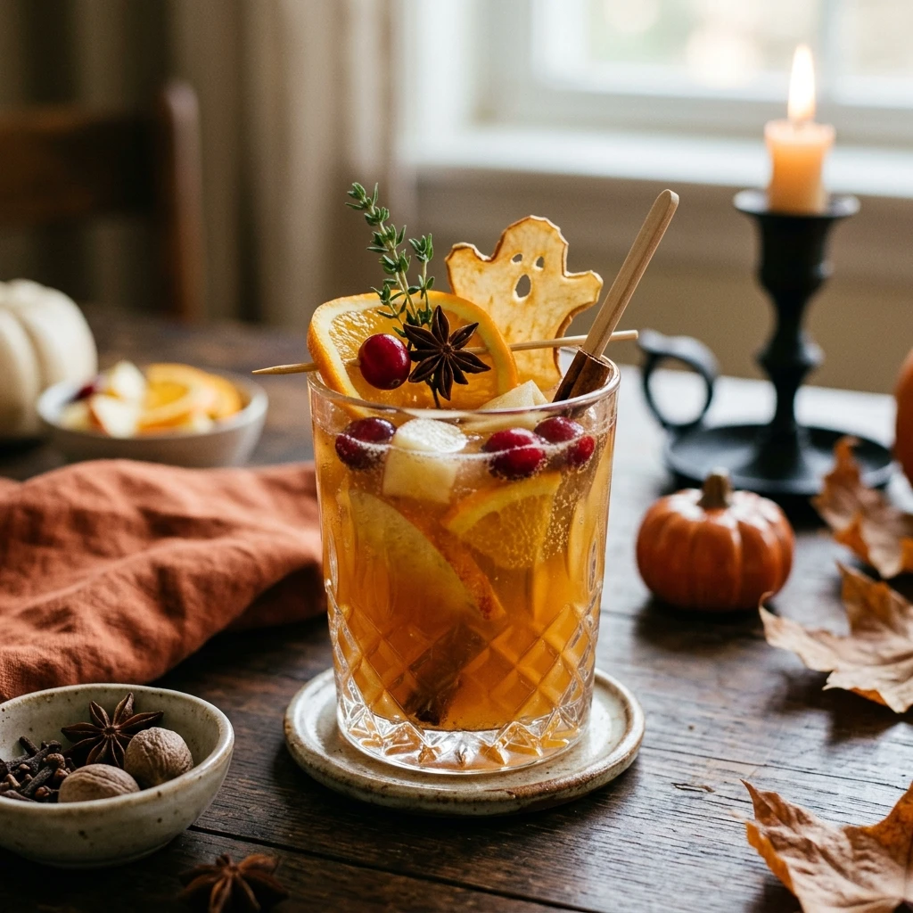 Healthy Halloween Punch With Apple Cider And Ginger No Sugar