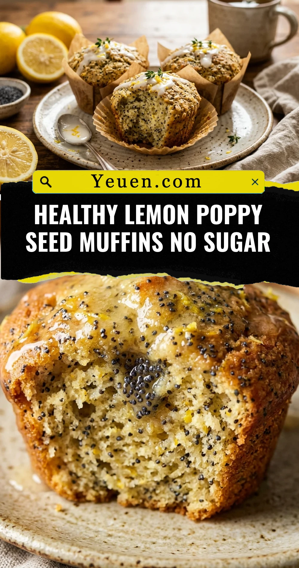 Healthy Lemon Poppy Seed Muffins No Sugar