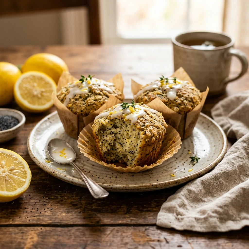 Healthy Lemon Poppy Seed Muffins No Sugar