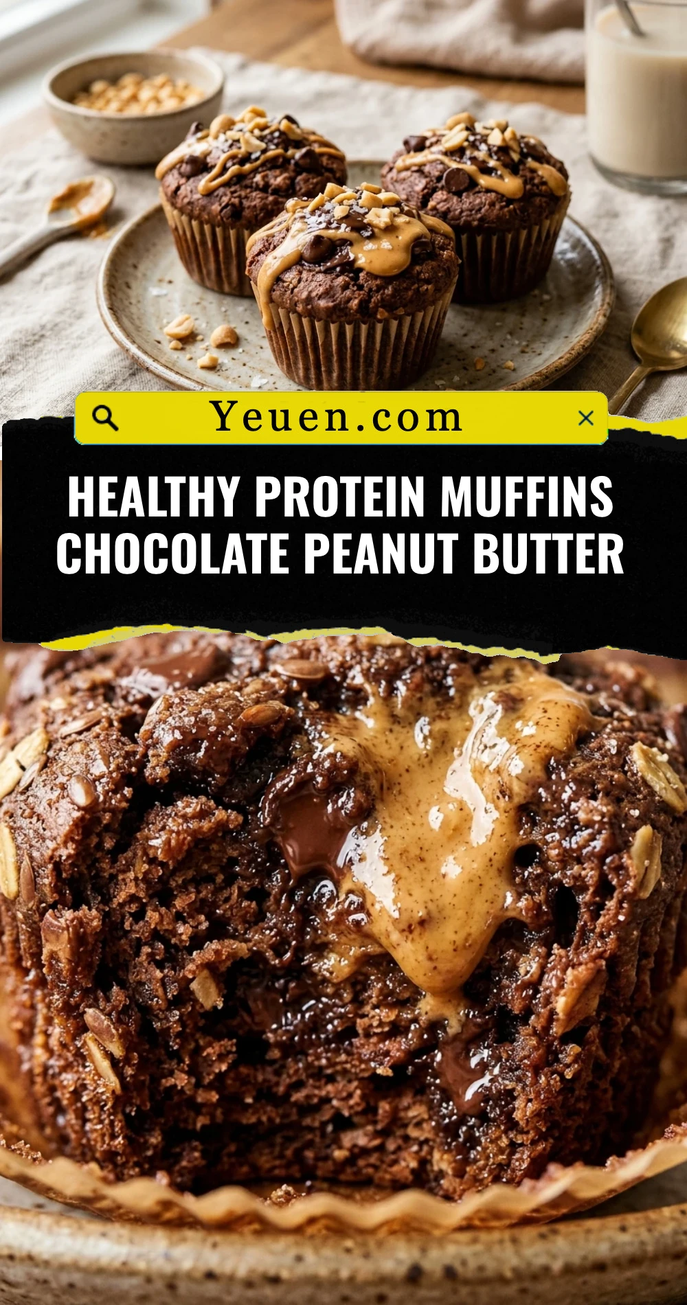 Healthy Protein Muffins Chocolate Peanut Butter