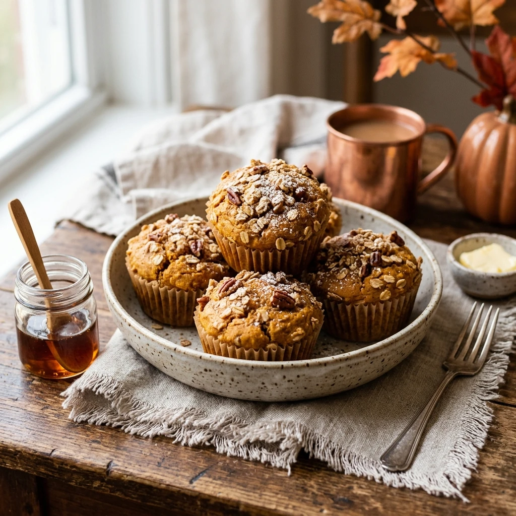 Healthy Pumpkin Spice Muffins Fall Breakfast