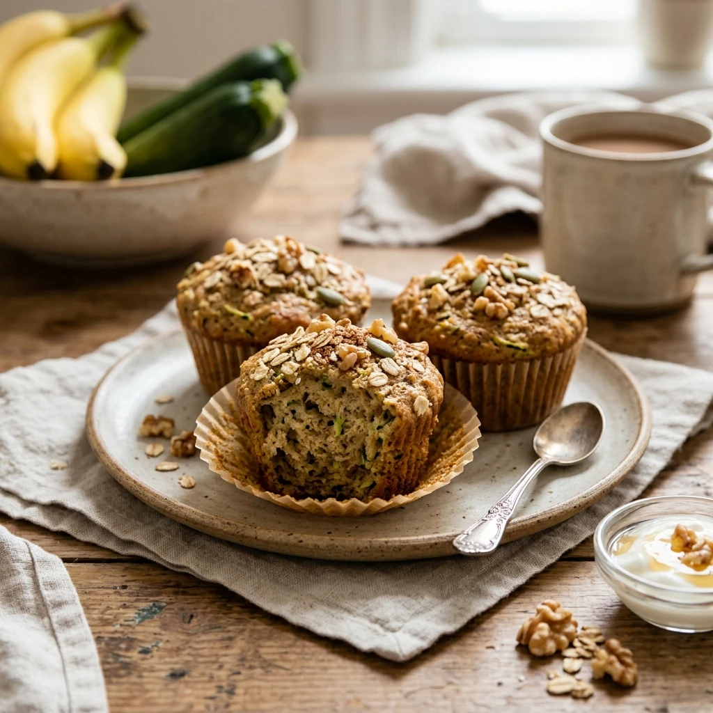 Healthy Zucchini Banana Muffins