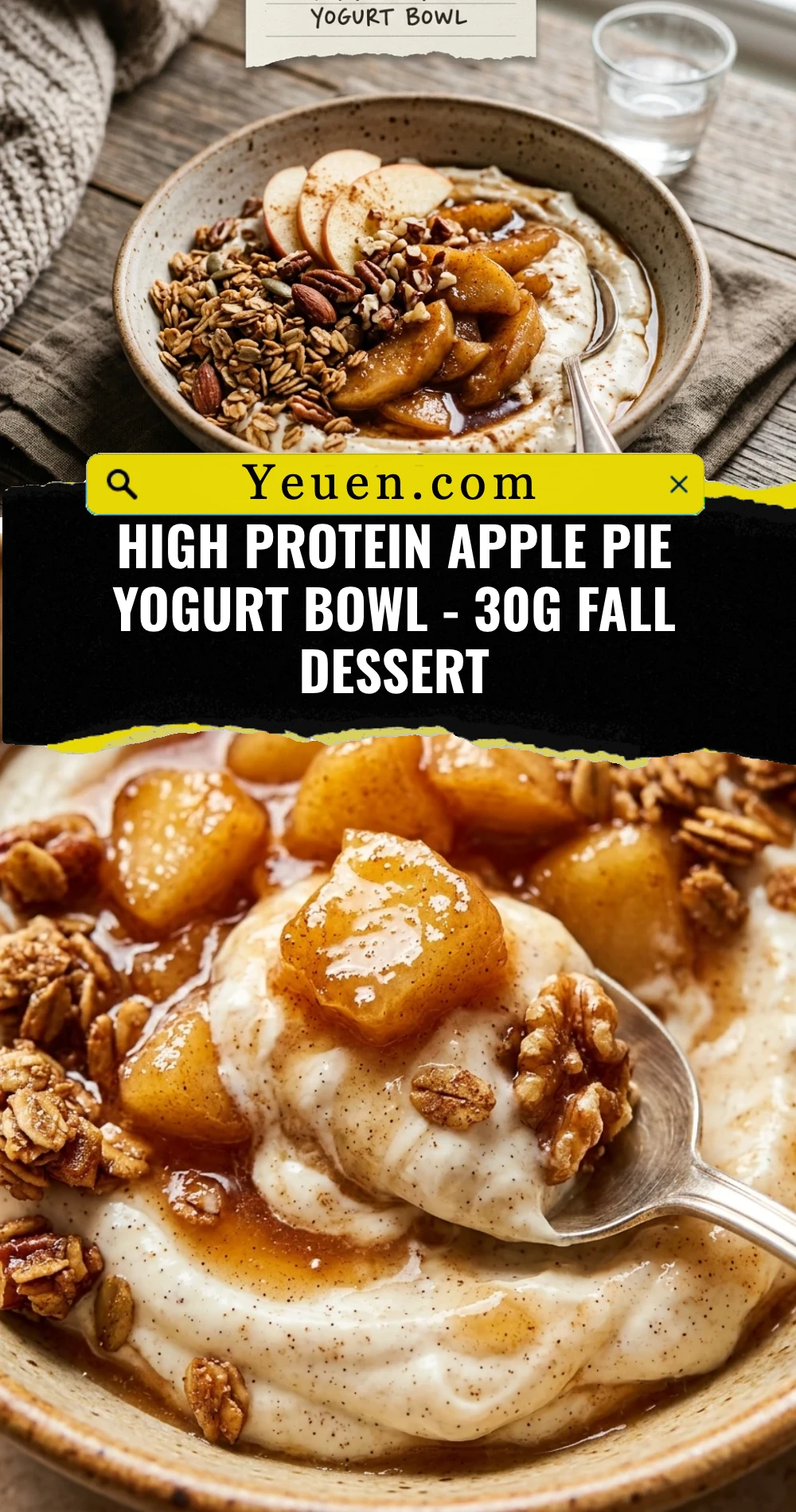 High Protein Apple Pie Yogurt Bowl - 30g Fall Dessert