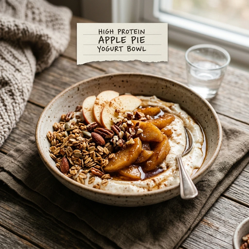 High Protein Apple Pie Yogurt Bowl - 30g Fall Dessert