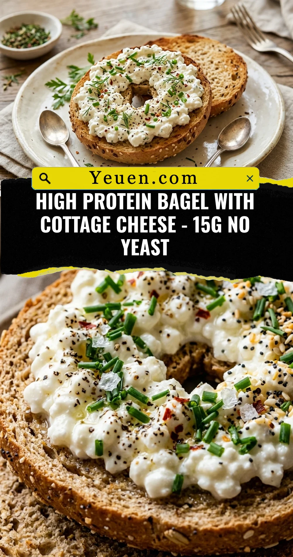 High Protein Bagel With Cottage Cheese - 15g No Yeast