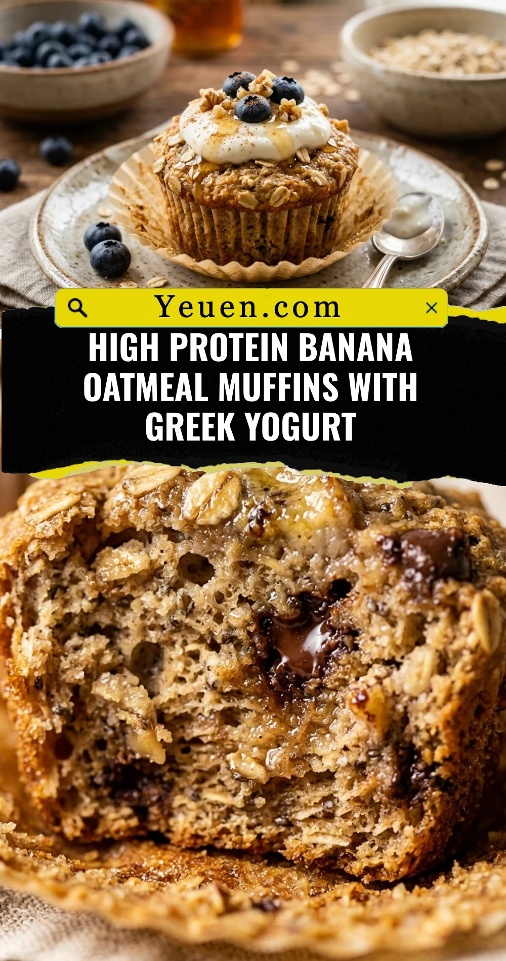 High Protein Banana Oatmeal Muffins With Greek Yogurt