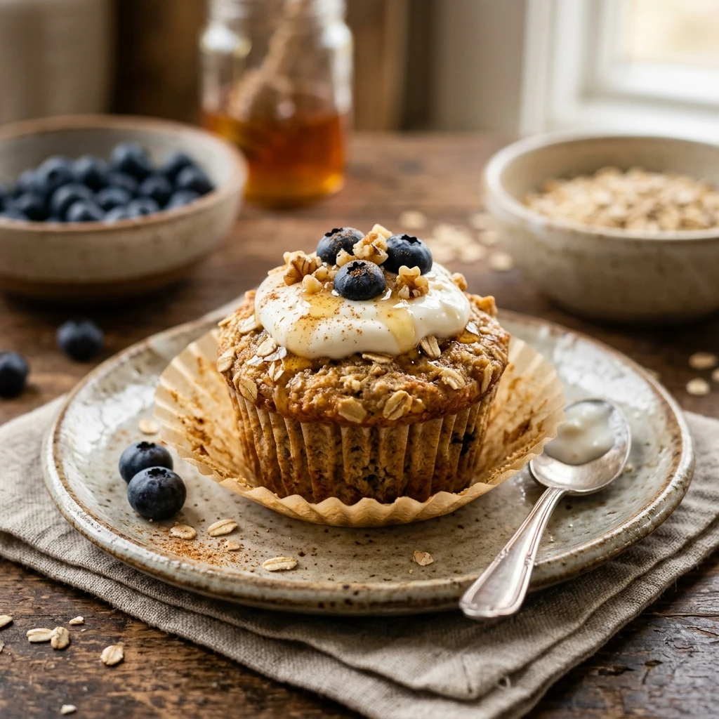 High Protein Banana Oatmeal Muffins With Greek Yogurt