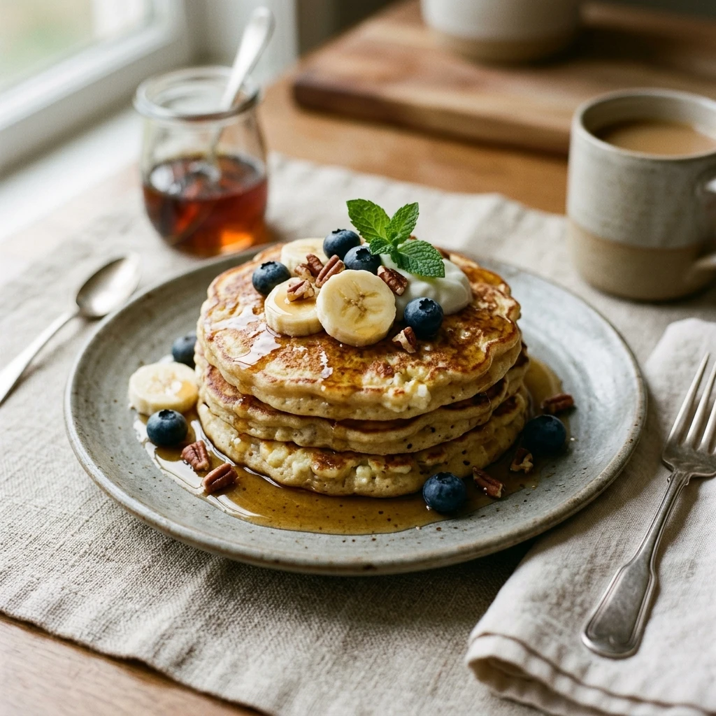 High Protein Banana Pancakes Cottage Cheese 25g