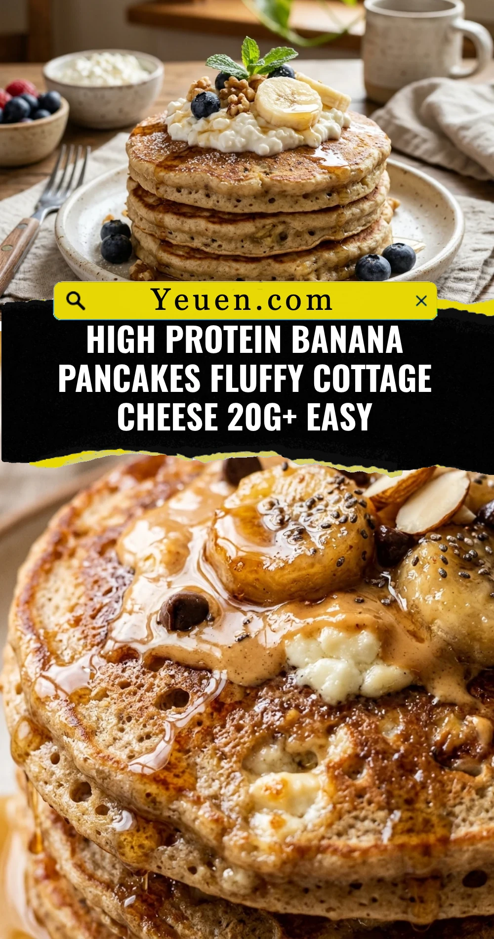 High Protein Banana Pancakes Fluffy Cottage Cheese 20g+ Easy