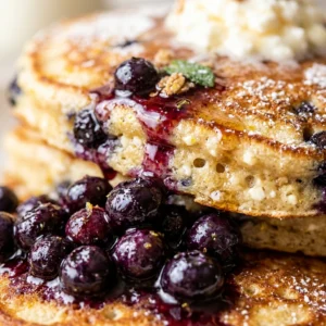 High Protein Blueberry Pancakes Cottage Cheese 20g+ Easy Fluffy Stacks